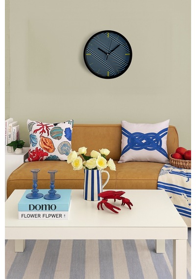 Optik Dalgalar Modern Tasarım Duvar Saati - 25cm - Önü Camlı Siyah Kasa - Sessiz Mekanizma-jh0467 Siyah