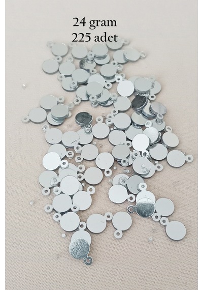 Oya Abiye Bileklik Kolye Pleksi Metalik Plastik Pul Gümüş Renk 24 Gram 225 Adet - Bnc580