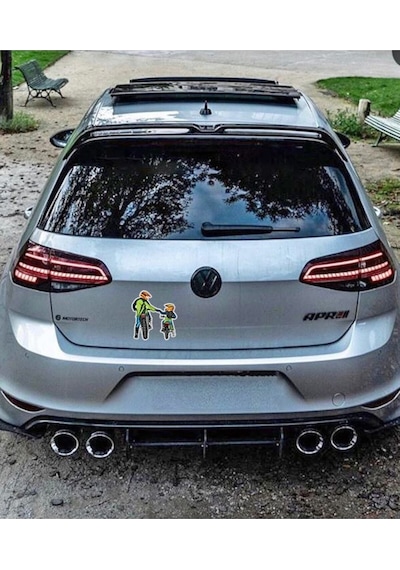 Cross Motor Baba Çocuk Araba, Motorsiklet, Kask, Laptop, Cam Sticker 13x12 Cm