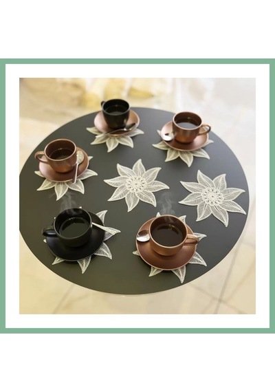 Bşk Virgo 6 Lı Dantel Kahve Sunumluğu 15x15 Cm Asorti Desenli Türk Kahvesi Sunum Seti Bsk2026 Çok Renkli