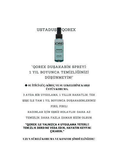 Ustaduş Qorex Marka - 6 Mm Temperli Kum Cam Duşakabin H:190 Özel Seri Krom Aksesuar Diğer