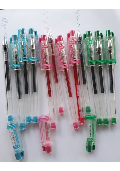 Tükenmez Jel Kalem 0.3 Mm Mavi 4 Pembe 4 Yeşil 4 12 Adetli Ktt