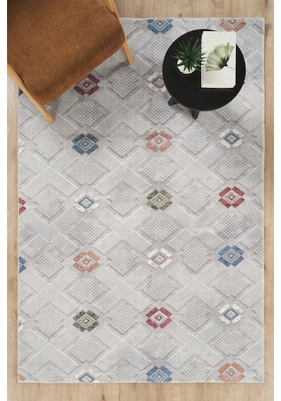 Villadia Home Textile Kaymaz Taban Modern Desen Halı Yolluk Leke Tutmaz Kolay Temizlenir Koridor Salon Yatak Mutfak Odası Vd4047multi Multi