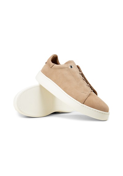 Deery Erkek Gizli Bağcıklı Hakiki Süet Bej Sneaker - 04444mbeje01