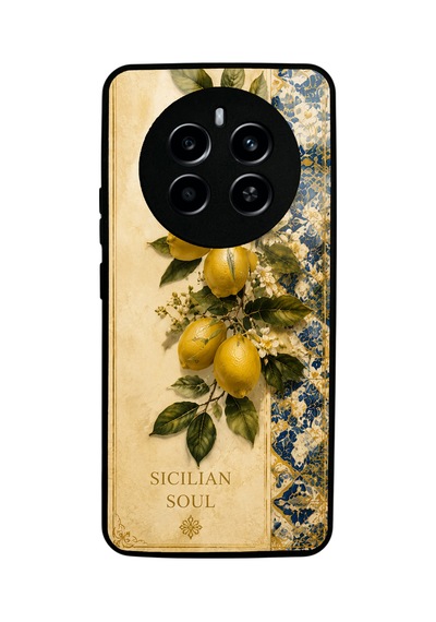 Realme 12 Sicilian Lemon Garden Tasarımlı Glossy Telefon Kılıfı Sarı