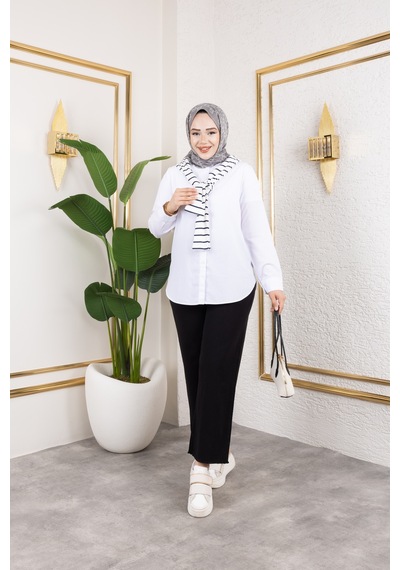 Nevayla Moda Beli Lastikli Keten Pantolon - Siyah / A0104 Siyah