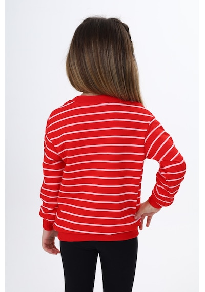 Toontoy Kız Çocuk Çizgili Sweatshirt Kırmızı