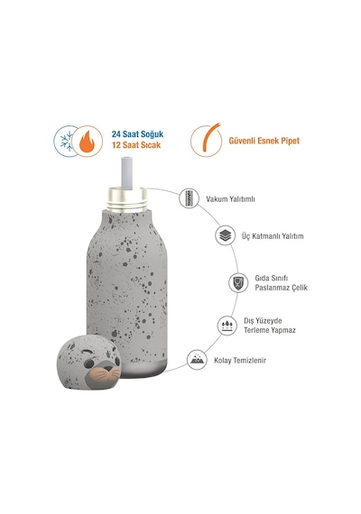 Asobu Bestie Bottle - Seal Yalıtımlı Paslanmaz Çelik Su Şişesi, Pipetli, 460ml Çok Renkli