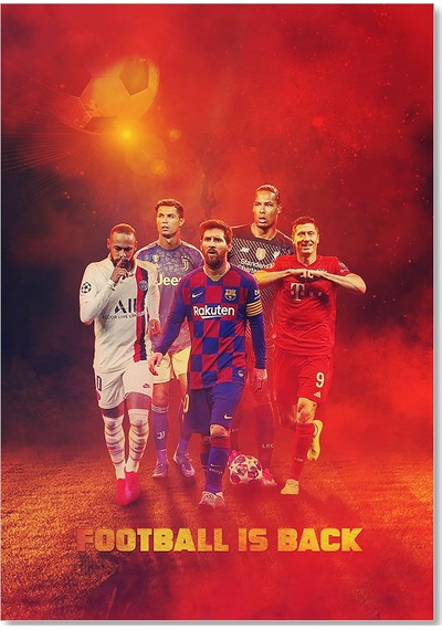 Cakasepetim Neymar Ronaldo Messi Levandowski Virgil Kırmızı Dumanlar Ahşap Mdf Tablo