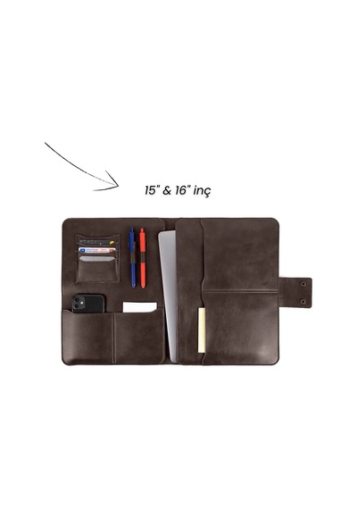 Bags Prime Organizer Tablet Kılıfı 15" İnç İpad Pro & İpad Air Evrak Çantası - Kahverengi