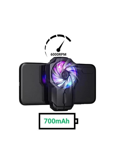 Kablosuz 700mah Şarjlı 6000rpm 3 Hız Kademeli Dönüş Telefon Soğutucu Fan Soğutma Fanı Radyatör Soğutucu