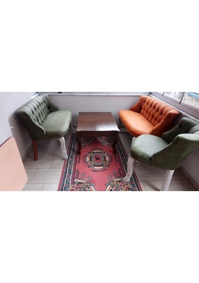 Mobilyabazari Tual Çay Seti Koltuk Takımı, Nubuk -Jery Kumaş, 2+1+1
