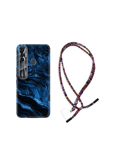 Tecno Spark 7 Pro Kılıf Rasta Boyun Askılı Blue Marble 1379