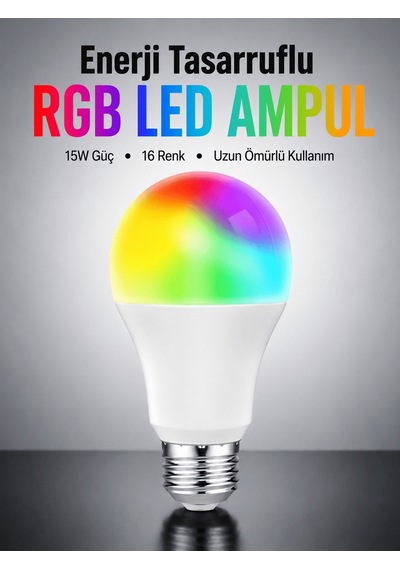 Enerji Verimli Akıllı Led Ampul, Uzaktan Kontrol Özellikli Altın - Çok Renkli