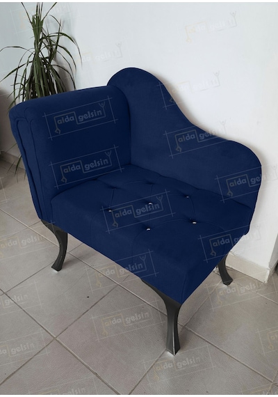 Yeni Model Tekli Köşe Koltuğu Josefin Bench Siyah Ayak Laci Lacivert
