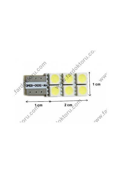 Megamarket06 T10 Yassi Yönsüz Dipsiz Led Park Ampulü T10 W5W Fardoktoru