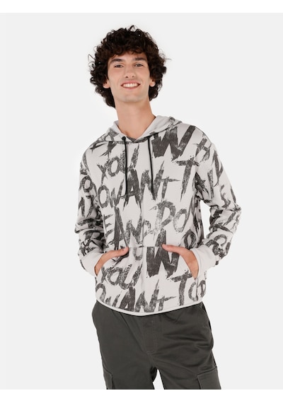 Colin's Colins Normal Kesim Kapüşonlu Baskılı Gri Erkek Sweatshirt Cl1070908 Açık Gri