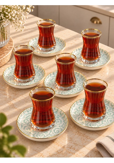 12 Parça 6 Kişilik Maribel Çay Seti-7795 Çok renkli