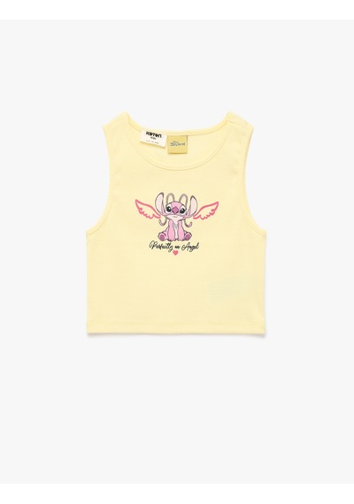 Koton Lisanslı Stitch Baskılı Kaşkorse Kolsuz Bisiklet Yaka Atlet Sarı 6skg30072ak
