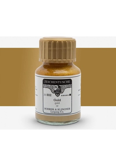Rohrer&klingner Kaligrafi Mürekkebi Zeichentusche 29-airbrush-fırça-divit-sulu Boya 50ml-802-gold Çok Renkli