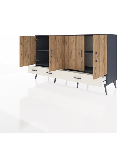 Hyperion Konsol 6 Raflı 3 Çekmeceli 4 Kapaklı 176x44x99 Antrasit- Antrasit-çam/aytaşı Hyperion Konsol 6 Raflı 3 Çekmeceli 4 Kapaklı 176x44x99 Antrasit- Antrasit-çam/aytaşı