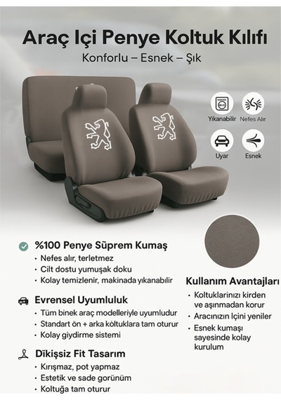 Arac Koltugunu Korurken Tarzini Yansit Peugeot Partner İle Uyumlu Oto Koltuk Kilifi Burada Gri Gri