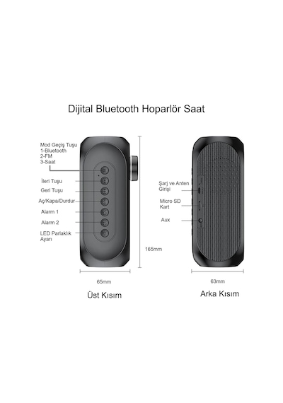 Bluetooth S8 Rgb Led Işıklı Dijital Saat Alarm Şarjlı Hoparlör Mp3 Fm Radyo Çok Fonksiyonlu Speaker