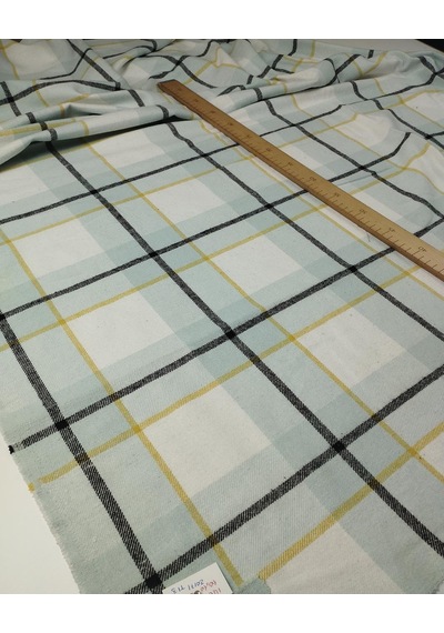 Beyaz Mint Sarı Renklerde Ekoseli Dokuma En: 140 Cm-10461 Çok Renkli