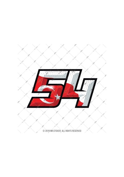Rfhlm161 Reflektif 54 Numara Sticker Buyuk Boy