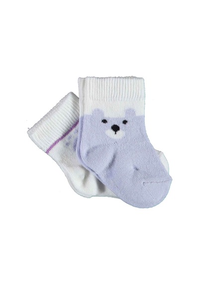 Bibaby Biorganic Happy Bear 2'li Çorap 68413 Lila 001