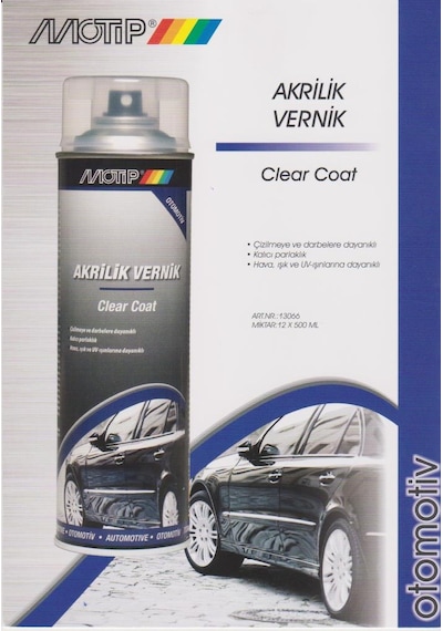 Motip Üniversal Akrilik ŞEFFAF Parlak Vernik Spreyi 500 ml