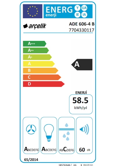 Arçelik ADE 606-4 B Ankastre Duvar Tipi Davlumbaz