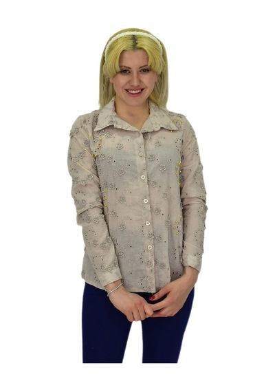 Kadın Brodeli Taşlı Bluz Bgl-st03720 001
