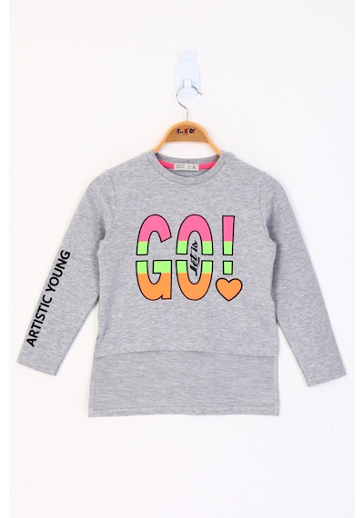 Toontoy Kids Toontoy Kız Çocuk Letis Go Baskılı Tişört Gri Melanj