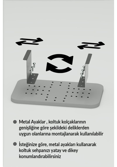 Yan Sehpa Ayarlanabilir Tepsi Dikdörtgen Dekoratif Modern Yatay Dikey Koltuk Sehpası Krem Krem