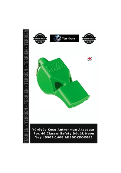 Yürüyüş Koşu Antrenman Aksesuarı Fox 40 Classıc Safety Düdük Neon Yeşil 9903-1408 Aksddkfox063