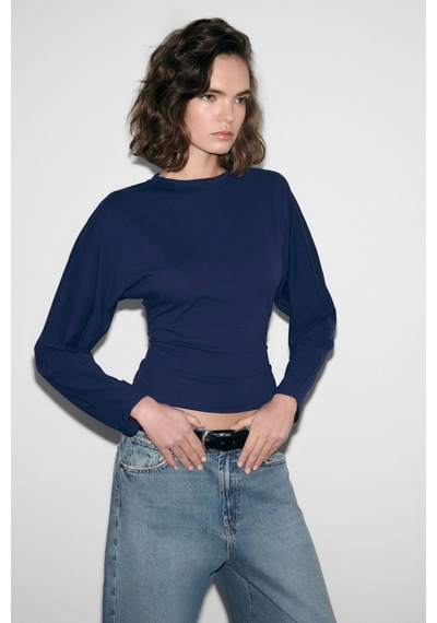 Grımelange Comıno Kadın Yuvarlak Yaka Vücuda Oturan Esnek Kumaşlı Slim Fit Lacivert Bluz Lacivert