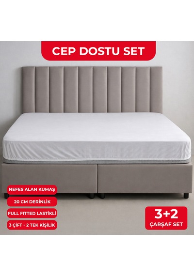 5 Adet Pamuklu Ranforce Lastikli Çarşaf - Cep Dostu Paket Çok Renkli