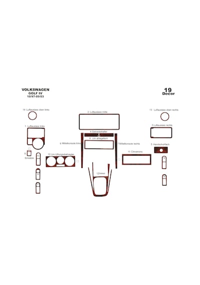 Volkswagen Golf 4 Torpido Kaplama 1997-2003 19 Parça Maun