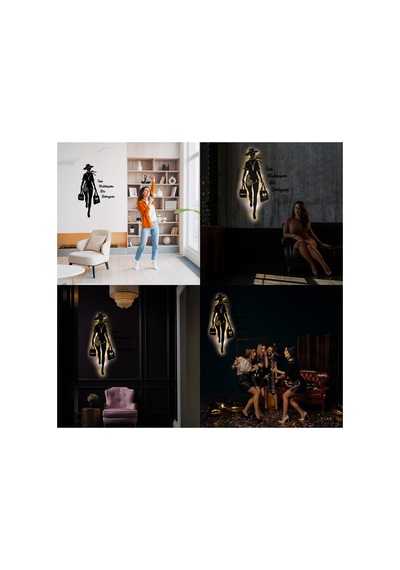 Led Işıklı Kişiselleştirilebilir Kadın Temalı Tablo Fiona Dekoratif Gece Lambası Sarı - 737246130