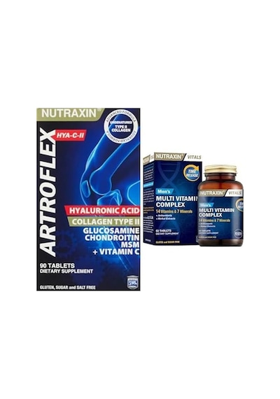 Nutraxin Artroflex Hya-c-ıı Hyaluronik Asit Glukozamin Kondrotin İçeren Takviye Edici Gıda 1 X 90 Tablet Ve Nutraxin Men's Multi Vitamin Complex 60 Tablet Takviye Edici Gıda