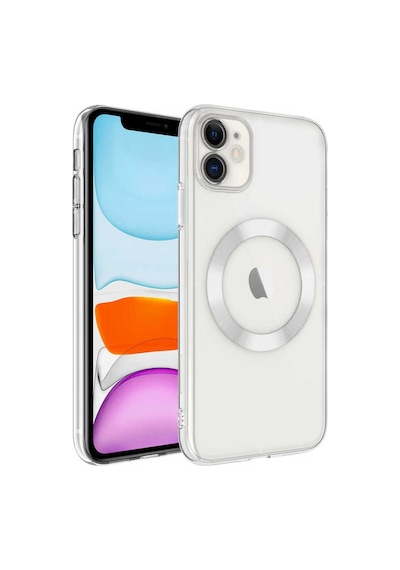Apple Uyumlu iPhone 11 Kılıf Wireless Şarj Özellikli Sert Pc Zore Riksos M-safe Kapak Renksiz