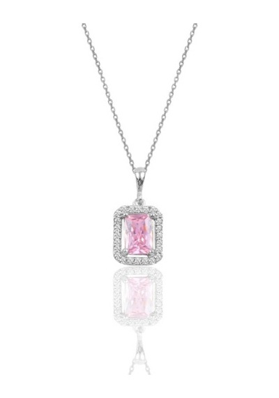 Gümüş Rodyumlu Pembe Baget Taşlı Üçlü Set