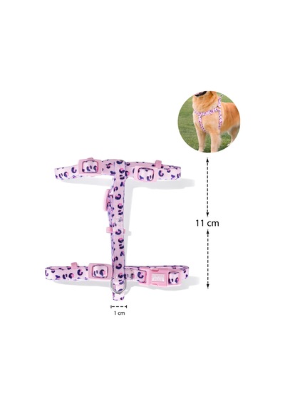 Patterned Recycled H-type Harness Pembe - Pudra