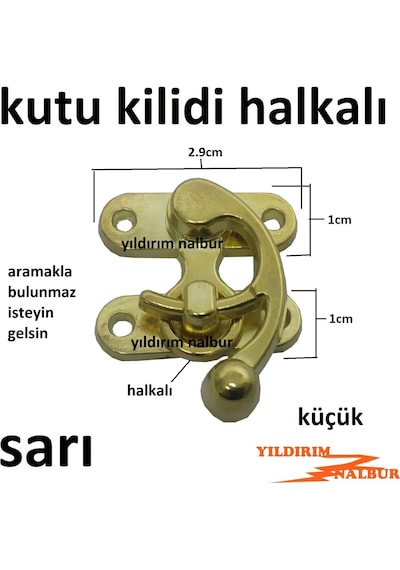 4 Adet Mini Kutu Kilidi Halkalı Altın Sarı Sandık Kilidi Küçük Eb
