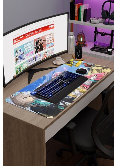 Blue Archive Kaymaz Dikişli Kauçuk Oyuncu Mousepad V2 - 90x40 Xxl Gaming Mouse Pad Fare Altlığı
