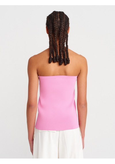 Dilvin 10739 Straplez Düğmeli Triko Top-pembe Pembe
