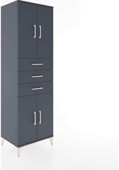 Hyperion Dolap 3 Raflı 3 Çekmeceli 4 Kapaklı 60x44x195 Antras... Antrasit
