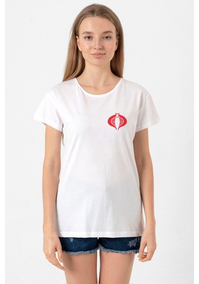 Cobra Kai Logo Beyaz Kadın Bisikletyaka Tshirt 001