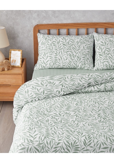English Home Leaf Dream Kolay Ütülenir Tek Kişilik Çarşaflı Nevresim Takımı 160x220 Cm Yeşil Yeşil
